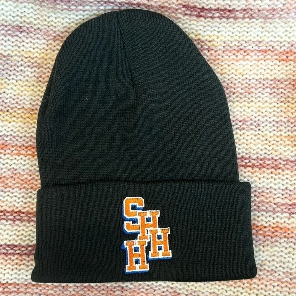 Brand New SHHH embroidered logo black winter beanie cat unisex adult one size